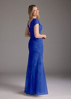 Azazie Marbella vestidos de madre de la novia Vestido de Azul Real de Encaje de Sirena con Reina Ana Lentejuelas image6