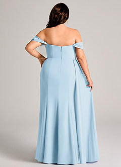 Azazie Amyra Bridesmaid Dresses Sky Blue Sheath Off the Shoulder Chiffon Convertible Dress image15