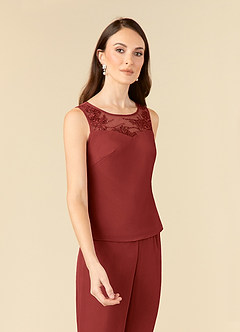 Azazie Frances Mother of the Bride Dresses Rust Jumpsuit/Pantsuit Scoop Mesh Dress image7