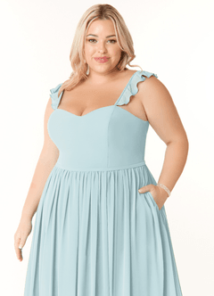 Azazie Metz Final Sale Mist A-Line Sweetheart Ruched Chiffon Dress image11