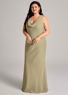 Azazie Rylina Bridesmaid Dresses Moss Green Mermaid Pleated Chiffon Dress image9