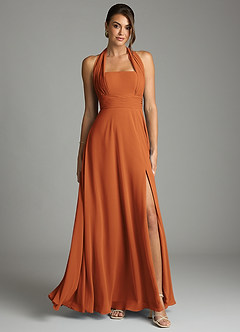 Azazie Tamira Suknie dla druhen Linia A Pofałdowany Szyfon Do ziemi Sukienka image1