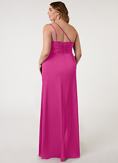 Azazie Eren Bridesmaid Dresses Fuchsia Mermaid One Shoulder Stretch Satin Dress image7