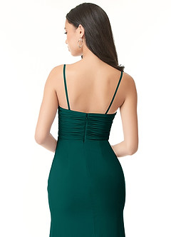Azazie Darria Robes de demoiselle d'honneur Robe Fourreau Convertible en Mousseline extensible Plissee mit quadratischem Ausschnitt Vert Pin image8