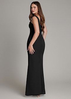 Azazie Hadley Bridesmaid Dresses Black Mermaid Pleated Chiffon Dress image5