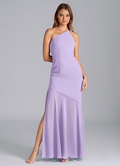 Azazie Tilla Jurken voor bruidsmeisjes Jurk van Chiffon met Zeemeermin One-Shoulder Lila image3