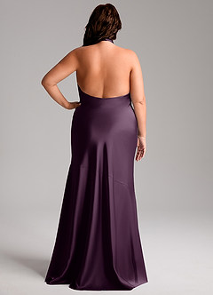Azazie Lorena Bridesmaid Dresses Plum Mermaid Pleated Stretch Satin Dress image8