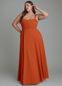 Azazie Shaude Bridesmaid Dresses Burnt Orange A-Line Pleated Chiffon Dress image8