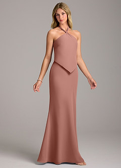 Azazie Keisha Robes de demoiselle d'honneur Robe Fourreau en Mousseline de soie Rose De Cèdre image3