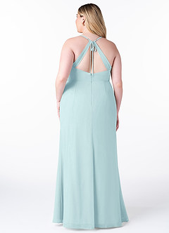 Azazie Maliya Final Sale Eucalyptus Sheath Pleated Chiffon Dress image7