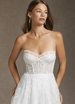 Azazie Wendie Robes de mariée Robe Trapèze en Tulle Paillettes Blanc De Diamant image7