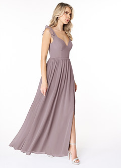 Azazie Stassie Brautjungfernkleider A-Linie Herzchen Gerüscht Chiffon Kleid Dämmerung image4