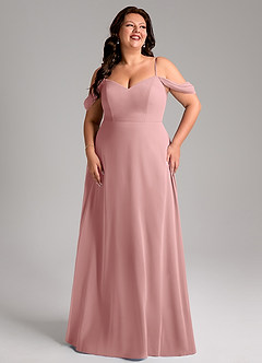 Azazie Marley Bridesmaid Dresses Dusty Rose A-Line Off the Shoulder Chiffon Convertible Dress image13