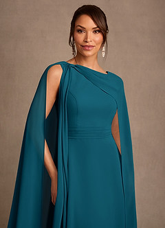 Azazie Liddie Mother of the Bride Dresses Ink Blue A-Line Pleated Chiffon Dress image6