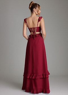 Azazie Malaya Bridesmaid Dresses Burgundy A-Line Corset Chiffon Dress image2