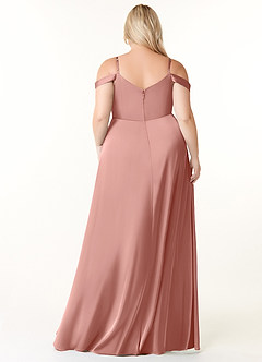Azazie Ocean Bridesmaid Dresses Rosette A-Line V-Neck Pleated Stretch Satin Dress image7