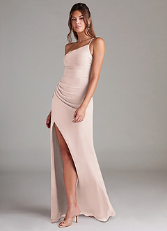 Azazie Eren Brautjungfernkleider Etui One-Shoulder Chiffon Kleid Blassrosa image5