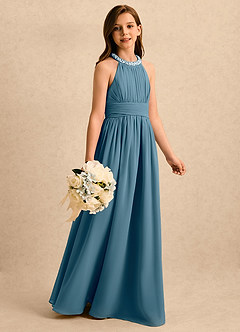 Azazie Aria Girls Formal Flower Girl Klänningar Klänning A-Line i Chiffong Plisserad image3