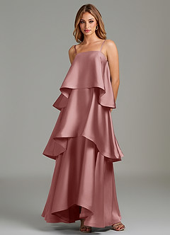 Azazie Azalea Bridesmaid Dresses Dusty Rose A-Line Ruched Stretch Satin Dress image5
