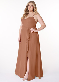 Azazie Naeem Bridesmaid Dresses Bronzer A-Line V-Neck Ruffle Chiffon Dress image9