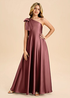 Azazie Penguin Junior Abito A-Line in Raso Elasticizzato Fiocco Ametista image3