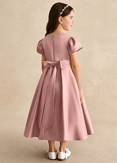 Azazie Princess Flower Girl Dresses Rose Gold A-Line Pleated Matte Satin Dress image2