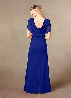 Azazie Luisa Mother of the Bride Dresses Royal Blue Mermaid V-Neck Pleated Mesh Dress image2