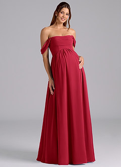 Azazie Saige Brautjungfernkleider für Schwangere A-Linie Plissee Chiffon Bodenlänge Kleid image3