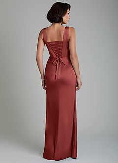 Azazie Amora Bridesmaid Dresses Terracotta Mermaid Corset Stretch Satin Dress image2