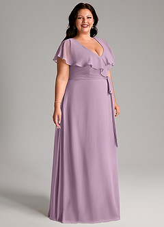 Azazie Lainey Bridesmaid Dresses Wisteria A-Line with Pockets Chiffon Dress image11