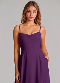 Azazie Elle Jurken voor bruidsmeisjes Jurk van Chiffon met A-Lijn Geplooid Druif image6