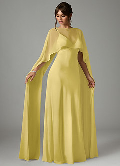 Azazie Stefania Vestidos de madrinha de casamento Vestido Canário de Cetim elástico de Linha A image3