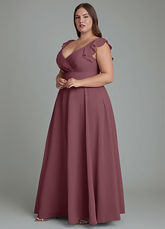 Azazie Leilani Bridesmaid Dresses Sangria A-Line Pleated Chiffon Dress image9