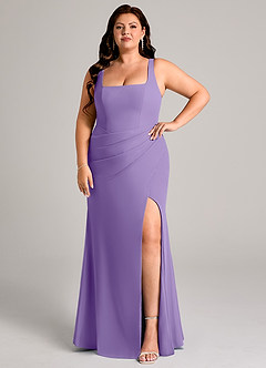 Azazie Mero Jurken voor bruidsmeisjes Jurk van Chiffon met Kolom Geplooid Tahiti image9