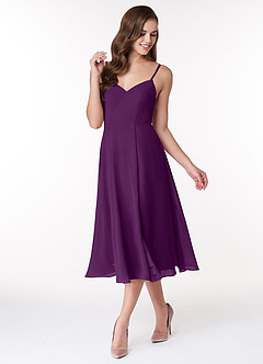 Azazie Clarissa Bridesmaid Dresses Grape A-Line V-Neck Chiffon Dress image4
