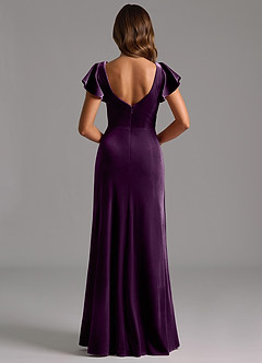 Azazie Omari Bridesmaid Dresses Grape A-Line Pleated Velvet Dress image6