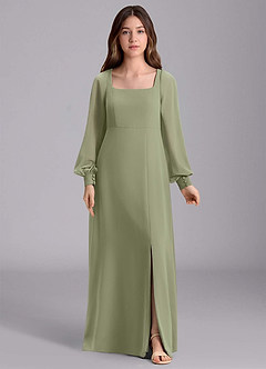 Azazie Bondi Junior Klänning av A-Line i Chiffong Blouson image7