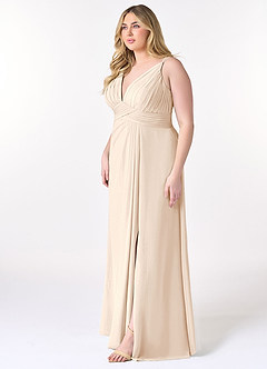Azazie Maren Allure Bridesmaid Dresses White Alabaster A-Line V-Neck Lace Chiffon Dress image5