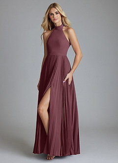 Azazie Keita Abiti da Damigella Abito A-Line in Chiffon Plissettato Sangria image1