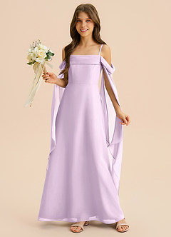 Azazie Moana Junior A-Linie Plissee Chiffon Kleid Frostiges Flieder image4
