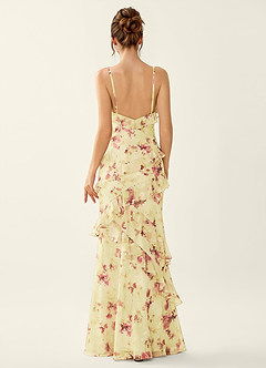 Rosabelle Light Yellow Lace V-neck Open Back Mermaid Prom Dress image2