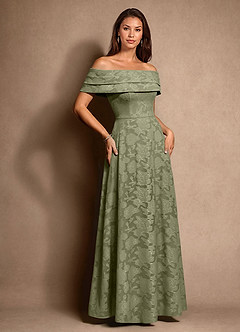 Azazie New Britain Mother of the Bride Dresses Pistachio A-Line Pleated Floral Burnout Dress image2