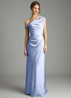 Azazie Emerson Bridesmaid Dresses Ice Mermaid Off the Shoulder Stretch Satin Dress image4