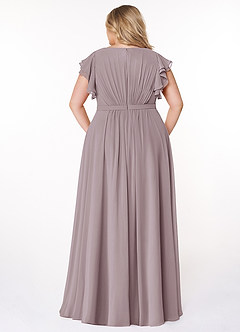 Azazie Daphne Bescheidene Brautjungfernkleider A-Linie Gekräuselt Chiffon Bodenlänge Kleid image7