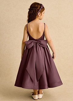 Azazie Babs Blumenmädchenkleider Ballkleid Plissee Matte Satin Kleid Sangria image6