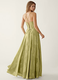 Clementigtle Celadon Embossed Clipped Jacquard Prom Dress image2