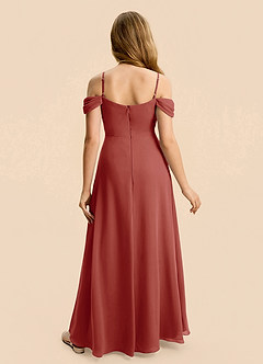 Azazie Lilly Junior Terracotta A-Line Pleated Chiffon Dress image2