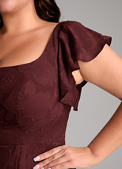 Azazie Bondi Brautjungfernkleider A-Linie Seitliche Cut-Outs Blumen-Burnout Kleid Cabernetrot image11