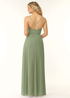 Azazie Naeem Bridesmaid Dresses Pistachio A-Line V-Neck Ruffle Chiffon Dress image2