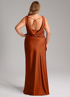 Azazie Rylina Bridesmaid Dresses Burnt Orange Mermaid Stretch Satin Dress image8